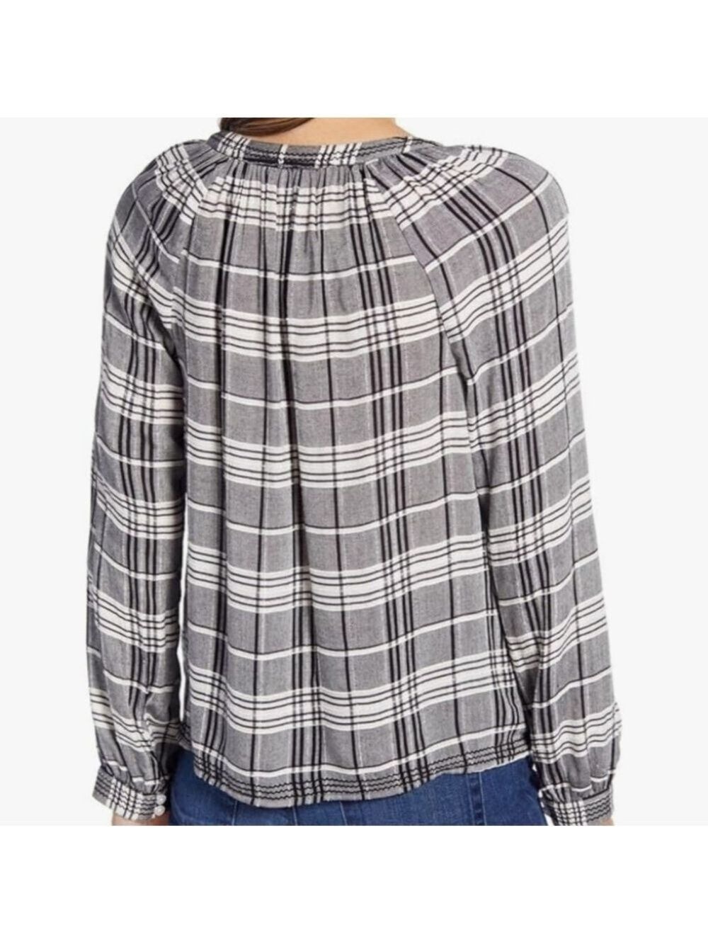 LUCKY BRAND LONG SLEEVE JESSICA TEXTURED TOP BLOUSE SIZE LARGE BOHO - Picture 7 of 8